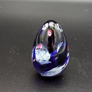 Egg shaped millefiori star galaxy glass paperweight